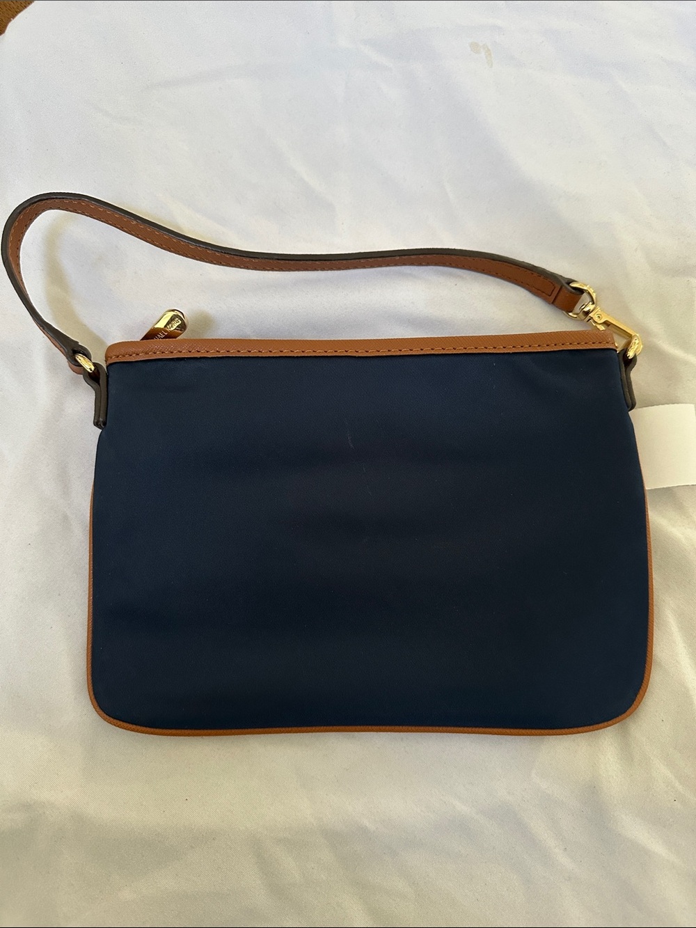 Michael Kors Navy and Tan Zip Wristlet - Picture 3 of 7